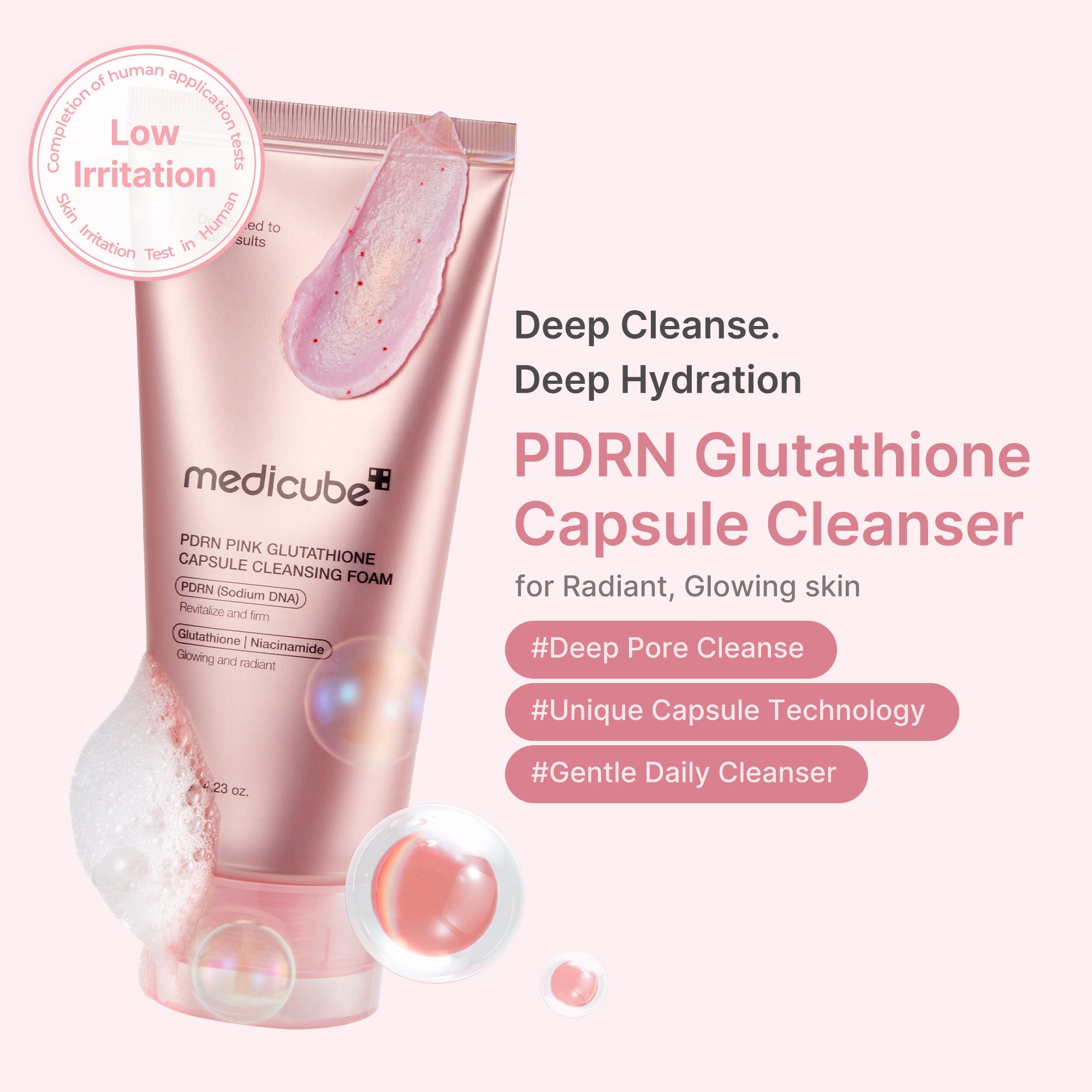 PDRN Pink Glutathione Capsule Foam Cleanser B2